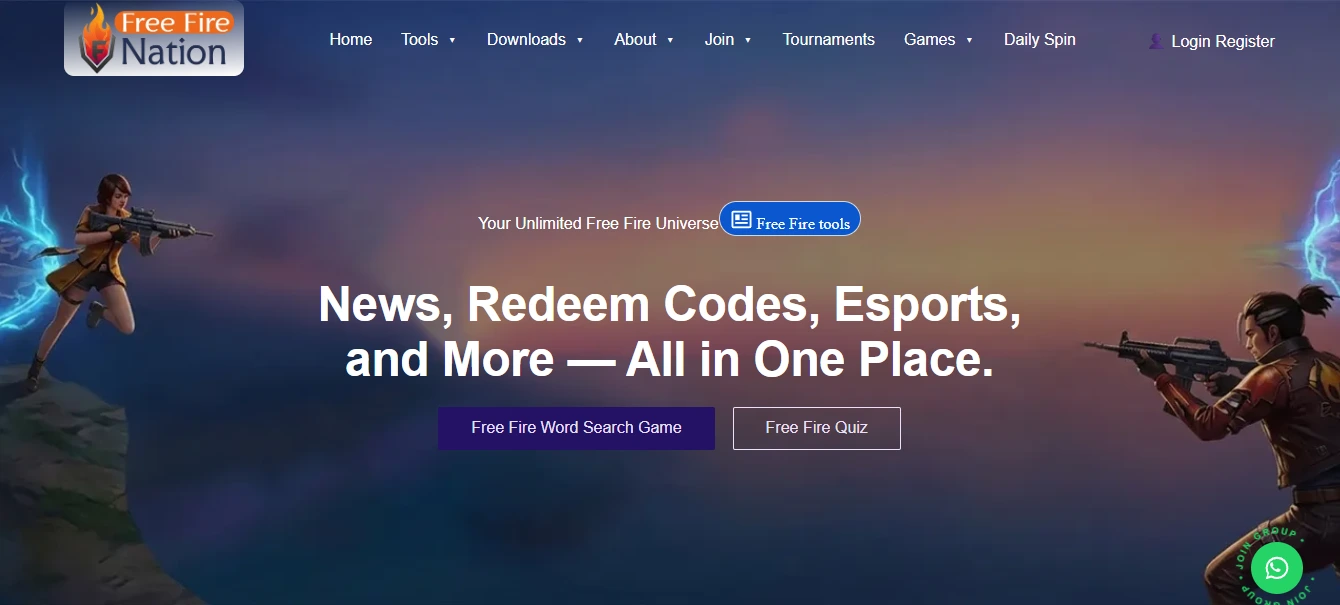 FreeFireNation website screenshot