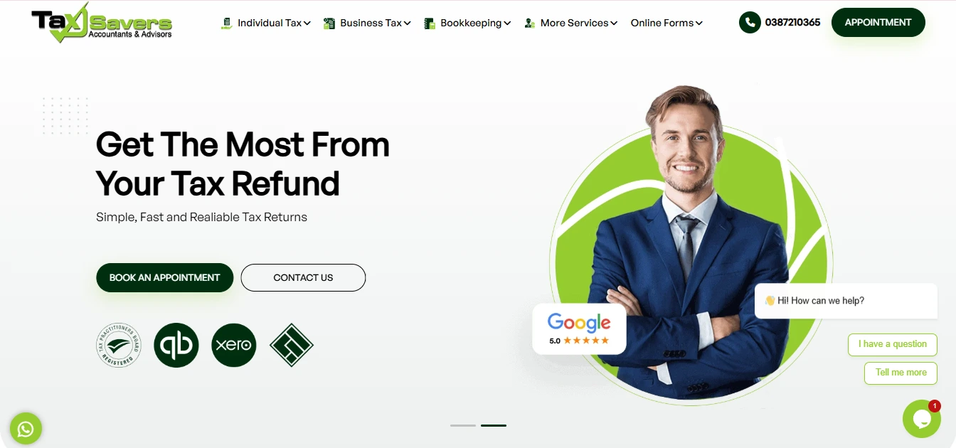 Tax Savers Australia Website Screenshot