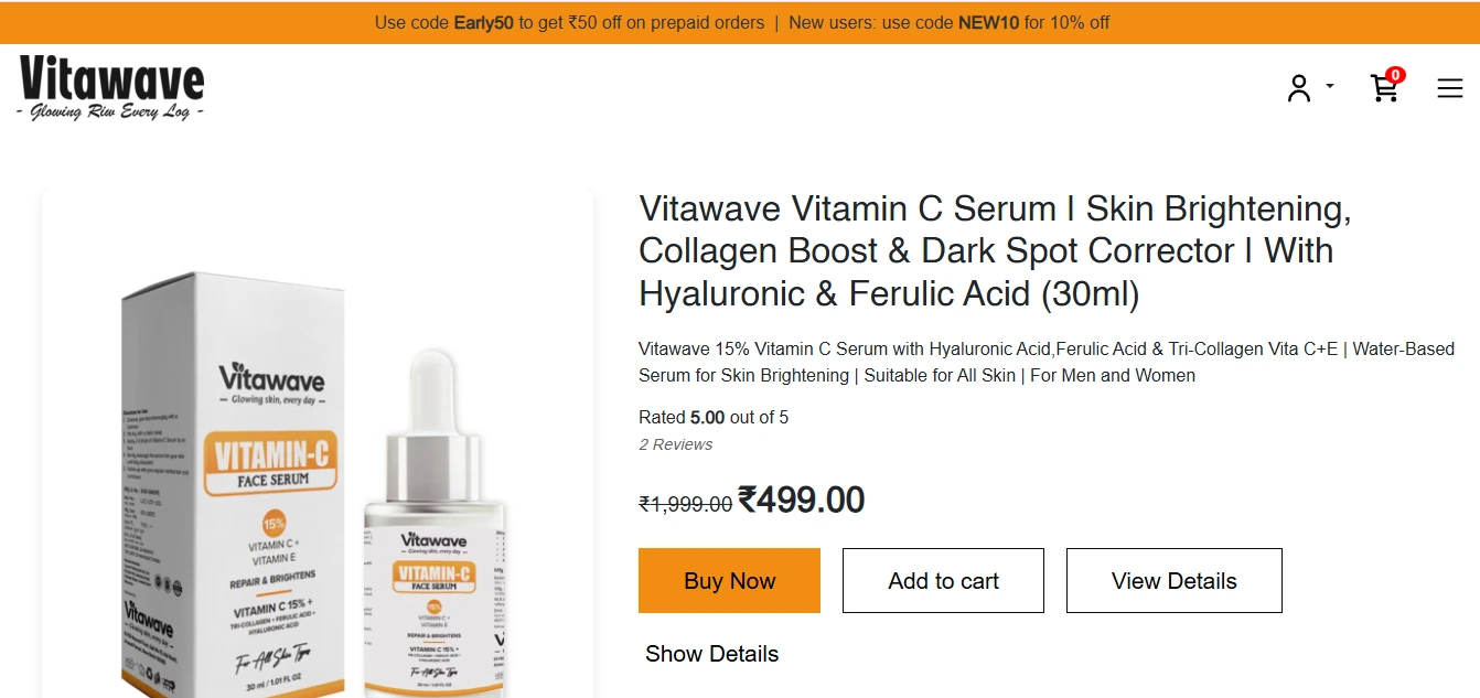 Vitawave website screenshot